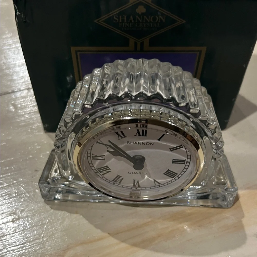SHANNON Crystal Clock with Silver Accents